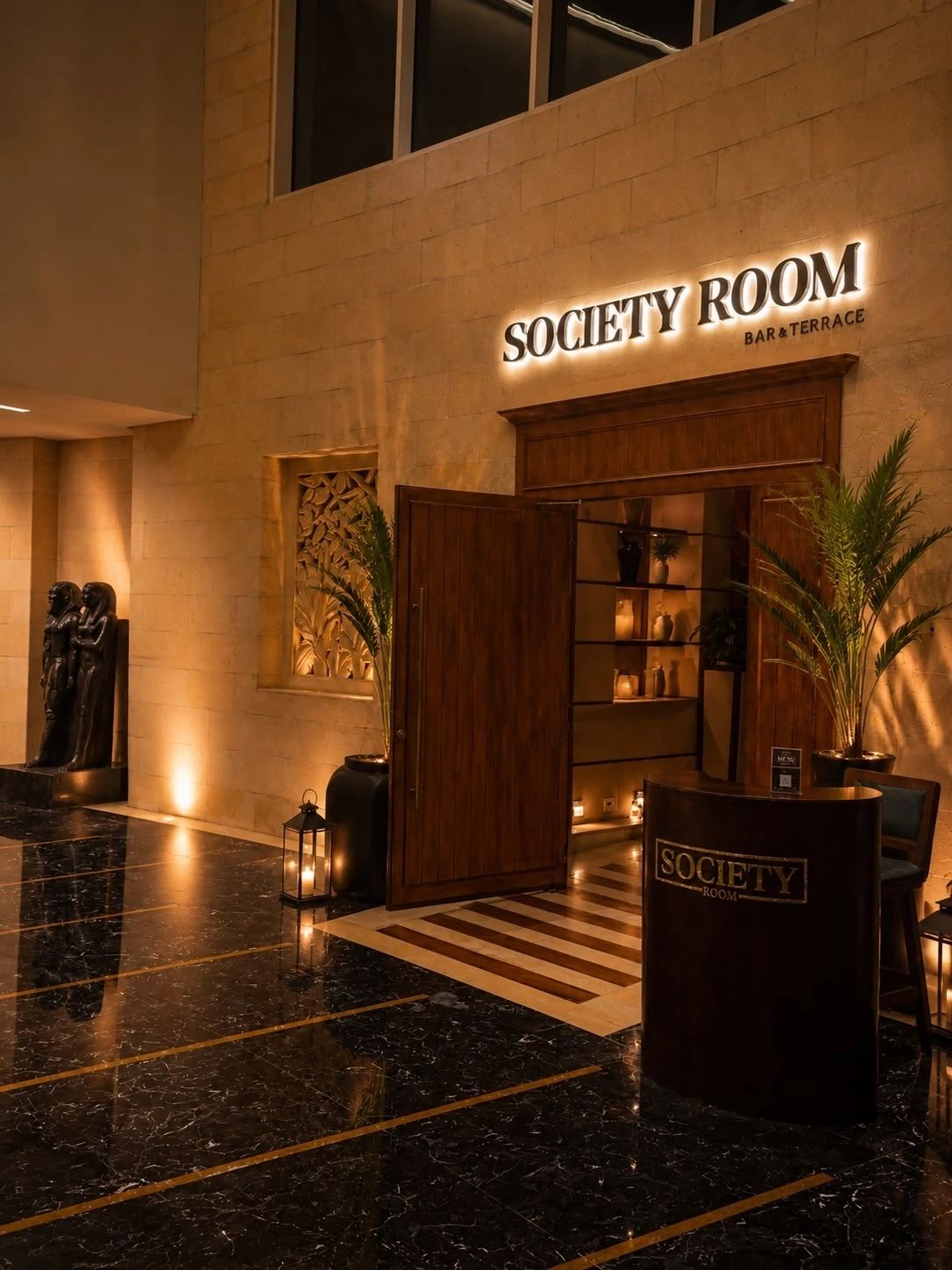 Society Room Dubai entrance at Raffles Dubai